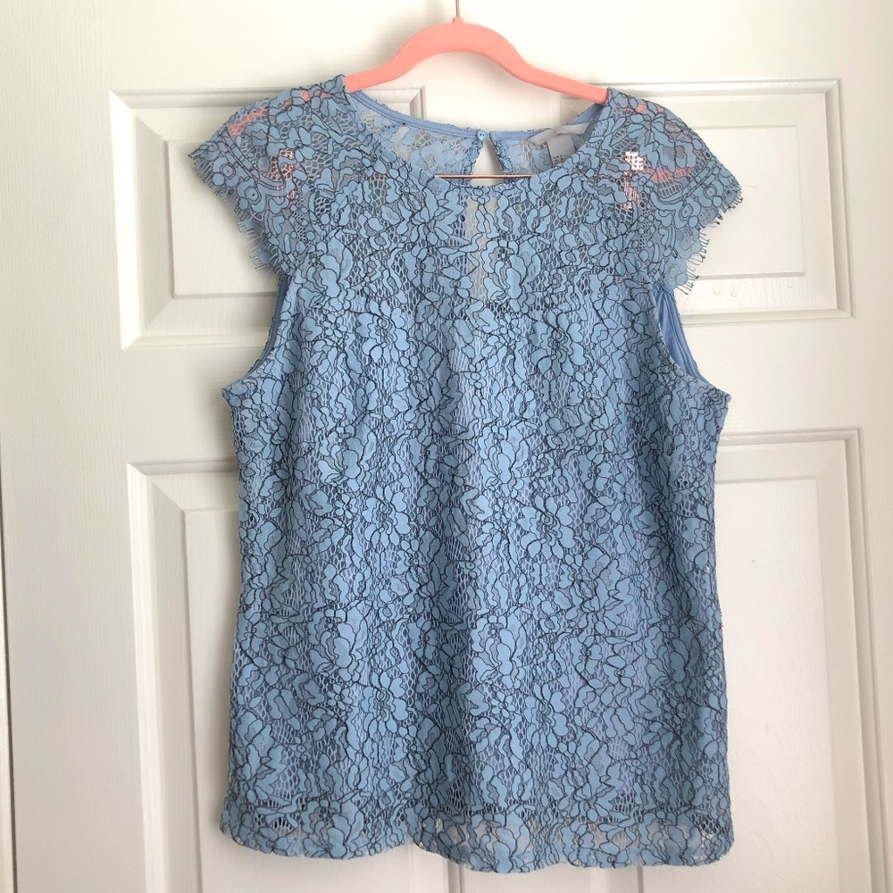 Blue H&M Lace Patterned Top